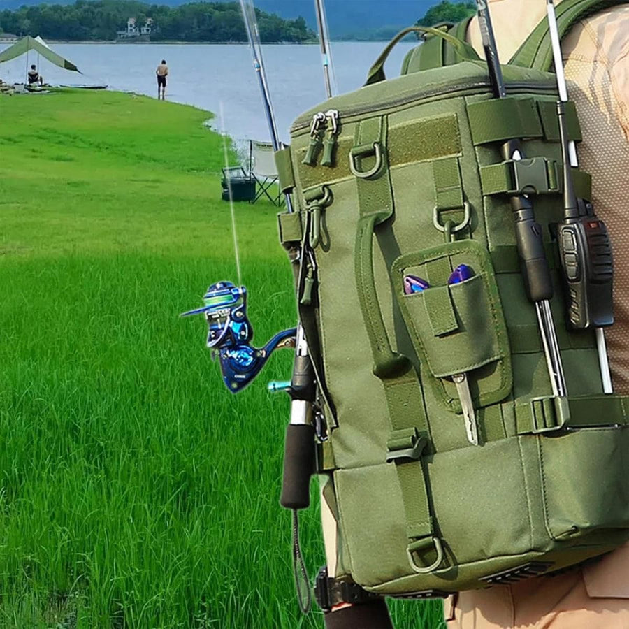 Waterproof Fishing Tackle Bag Large Capacity Multi Functional Shoulder Storage - Khaki Camouflage