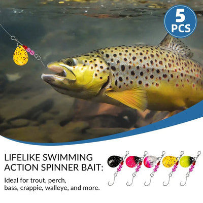 2.2g Spinner Baits Fishing Lures Kit for Trout Bass Freshwater Fishing Tackle