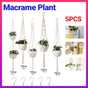 5-Piece Macrame Plant Hanger Set for Indoor Pots