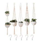 5-Piece Macrame Plant Hanger Set for Indoor Pots