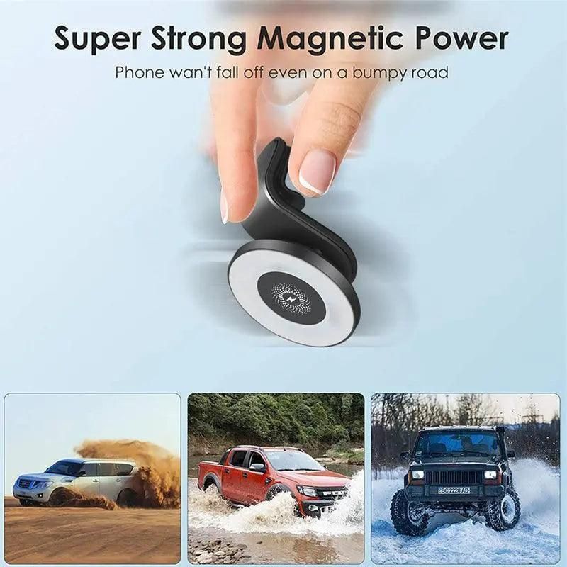 Wireless 15W Magnetic Car Mount Holder Charger For Iphone 13 12 Pro Max Magsafe - Black