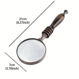 1PCS Vintage Ebony Handle Handheld Metal Magnifier Classical Nostalgic Gift Box - Side View