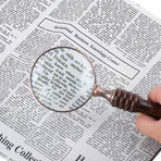 1PCS Vintage Ebony Handle Handheld Metal Magnifier Classical Nostalgic Gift Box