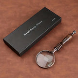 1PCS Vintage Ebony Handle Handheld Metal Magnifier Classical Nostalgic Gift Box - Rear View