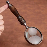 1PCS Vintage Ebony Handle Handheld Metal Magnifier Classical Nostalgic Gift Box - Close-Up Angle