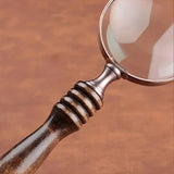 1PCS Vintage Ebony Handle Handheld Metal Magnifier Classical Nostalgic Gift Box - Low Angle