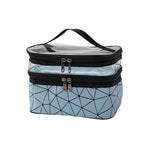 Portable Double-Layer Large Capacity Waterproof Cosmetic Bag Travel Toiletry Bag - Blue