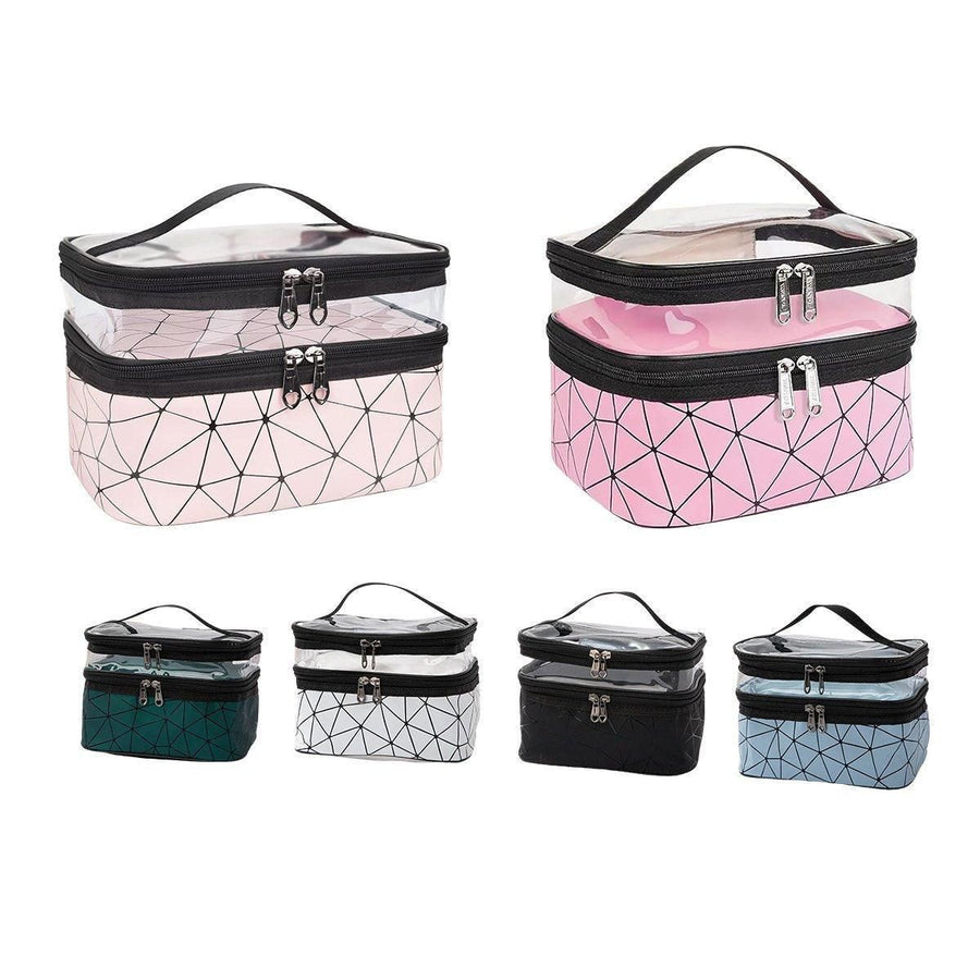 Portable Double-Layer Large Capacity Waterproof Cosmetic Bag Travel Toiletry Bag - Green