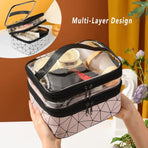 Portable Double-Layer Large Capacity Waterproof Cosmetic Bag Travel Toiletry Bag - Green