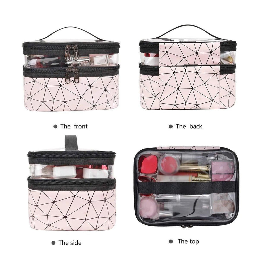 Portable Double-Layer Large Capacity Waterproof Cosmetic Bag Travel Toiletry Bag - Green