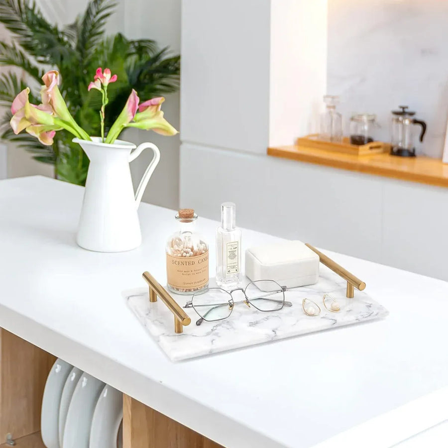 Natural Marble Tray Storage Display Tray Bathroom Living Room Decor Sample Tray