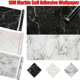 10M Marble Self-Adhesive PVC Wall Sticker Wallpaper Decor - Black Marble-A