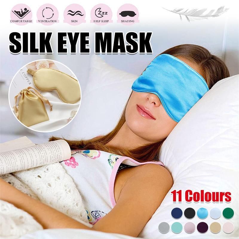 Pure Soft Silk EyeShade Blindfold Sleep Eye Mask Cover Light Shade Travel Relax - Grey
