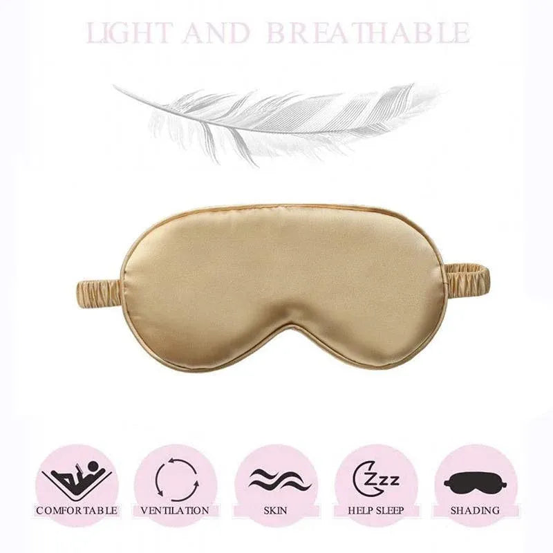 Pure Soft Silk EyeShade Blindfold Sleep Eye Mask Cover Light Shade Travel Relax - Grey