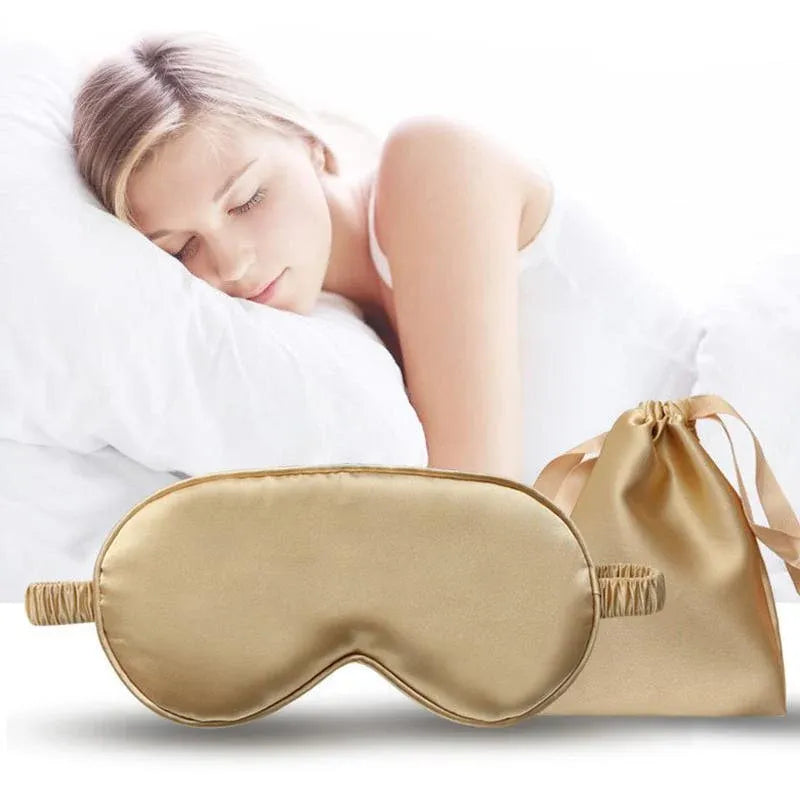 Pure Soft Silk EyeShade Blindfold Sleep Eye Mask Cover Light Shade Travel Relax - Grey
