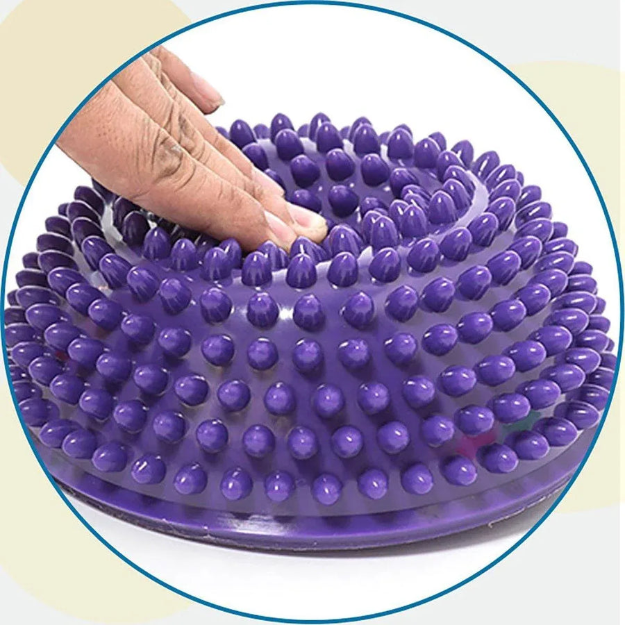 Spiky Massage Ball PVC Half Round Yoga Exercise Foot Hand Cushion - Pink