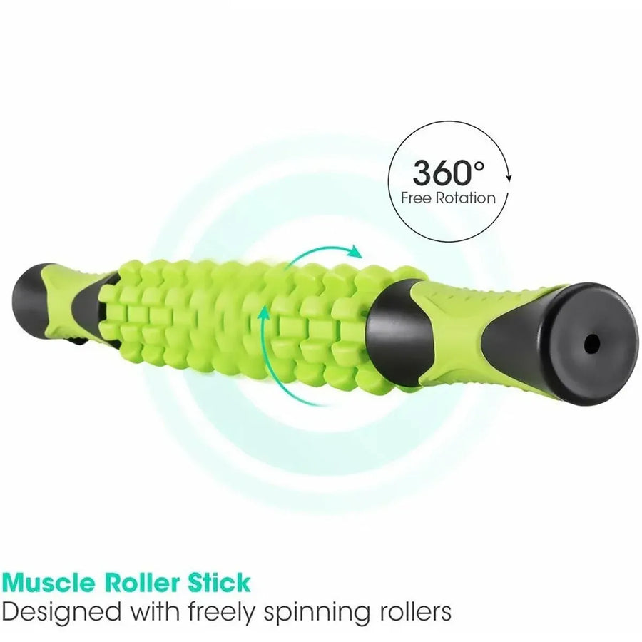 Muscle Roller Stick Full Body Fitness Massage Tool for Home and Gym Use - Yellow
