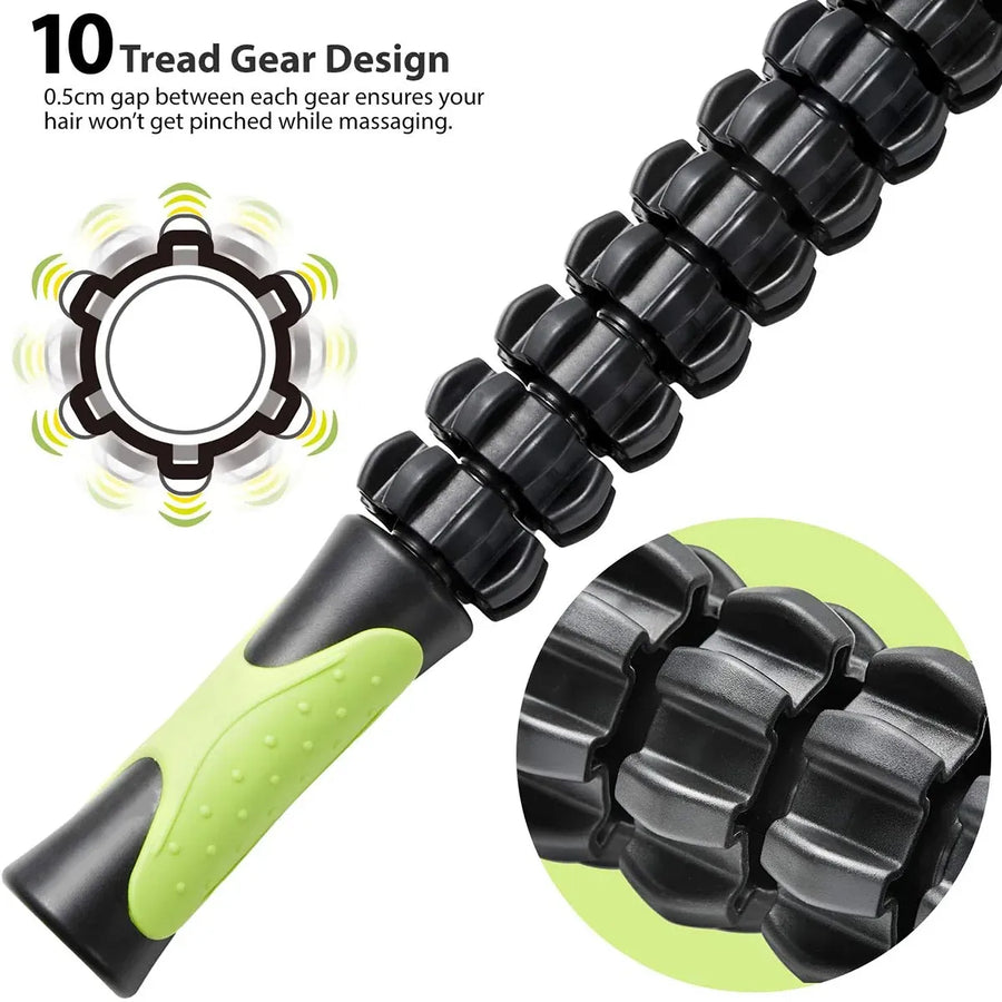 Muscle Roller Stick Full Body Fitness Massage Tool for Home and Gym Use - Yellow