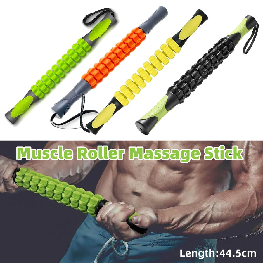Muscle Roller Stick Full Body Fitness Massage Tool for Home and Gym Use - Yellow