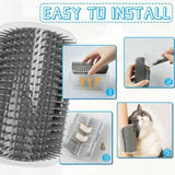 Pet Cat Self Massage Brush Comb Scratcher Wall Corner Self Groomer Grooming Toys - Blue