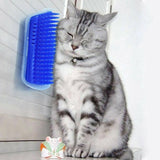 Pet Cat Self Massage Brush Comb Scratcher Wall Corner Self Groomer Grooming Toys - Grey - Top-Down View