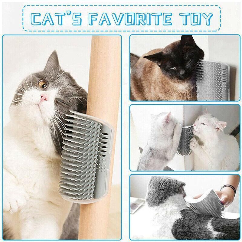 Pet Cat Self Massage Brush Comb Scratcher Wall Corner Self Groomer Grooming Toys - Pink