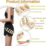 Wooden Back Massage Rope Roller for Neck Shoulder Waist and Legs - Rear View