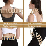 Wooden Back Massage Rope Roller for Neck Shoulder Waist and Legs - Low Angle