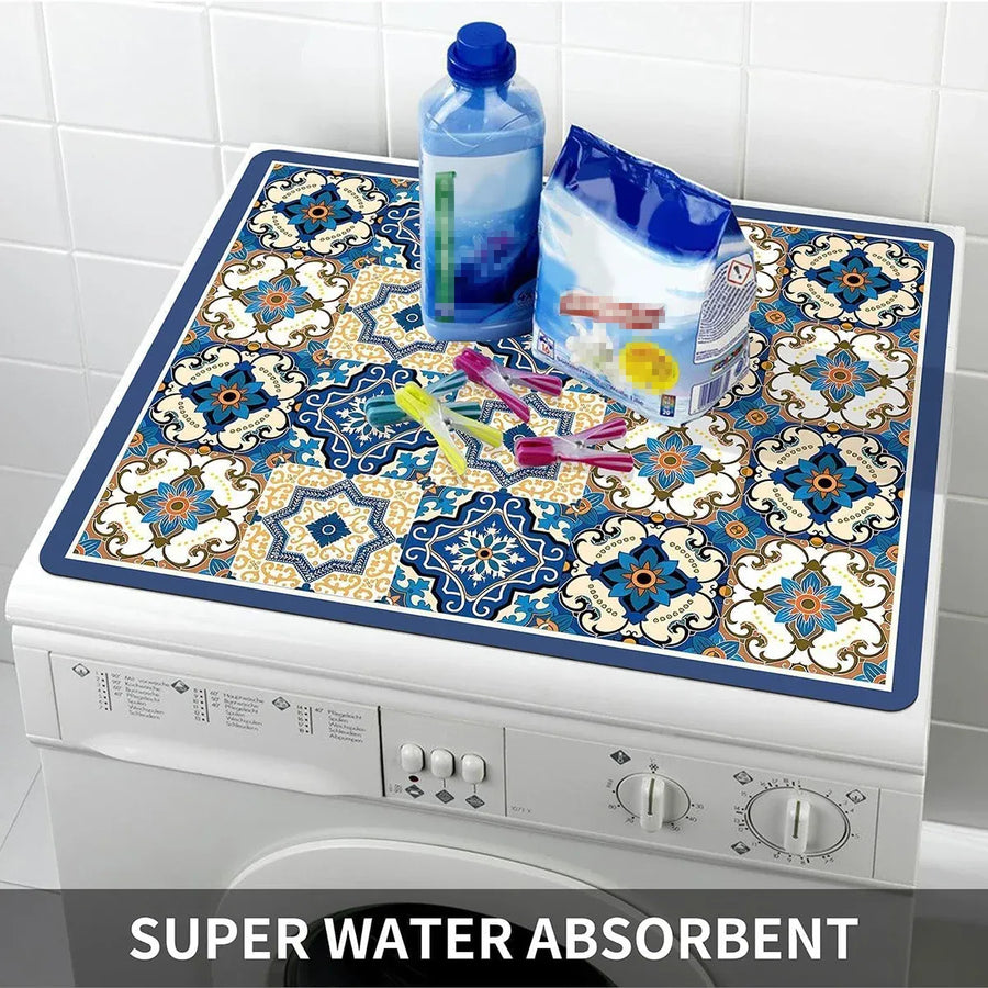 Draining Pad Cover Mat Water Absorbing Pad Washing Machine Top Dust Protection - Grey