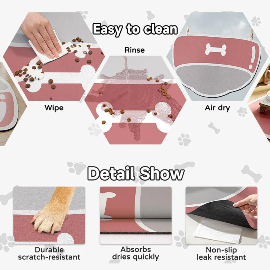 Absorbent Quick Dry Pet Floor Mats Easy Care Non Slip Dog Cat Mat Indoor Outdoor - Pink