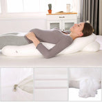 U-shaped All-Cotton Maternity Pillow Multifunctional Lumbar Side Sleep Cushion - White