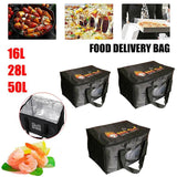 Insulated Food Delivery Bag Thermal Pizza Takeaway Cooler Storage 16L 28L 50L - 16L-28x19x20cm
