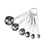 6PCS Measuring Cups Spoons 304 Stainless Steel Baking Tools With Scale Set - Front View