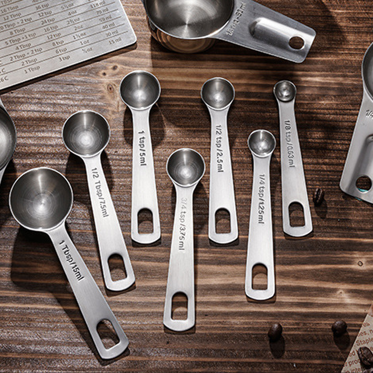 6PCS Measuring Cups Spoons 304 Stainless Steel Baking Tools With Scale Set