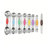 8pcs Stainless Steel Dual Head Measuring Spoon Set Kitchen Baking Cooking Tools - Front View