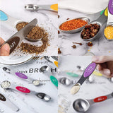 8pcs Stainless Steel Dual Head Measuring Spoon Set Kitchen Baking Cooking Tools - 45-Degree Angle