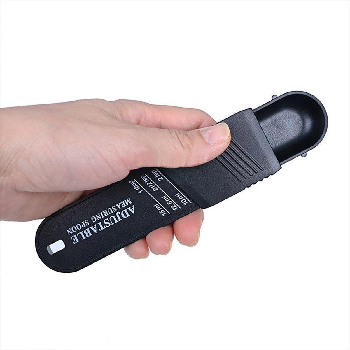 2PCS Adjustable ml Gram Plastic Measuring Spoon Scale Kitchen For Metering Spoon - Black