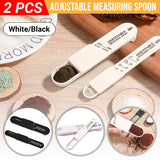 2PCS Adjustable ml Gram Plastic Measuring Spoon Scale Kitchen For Metering Spoon - White