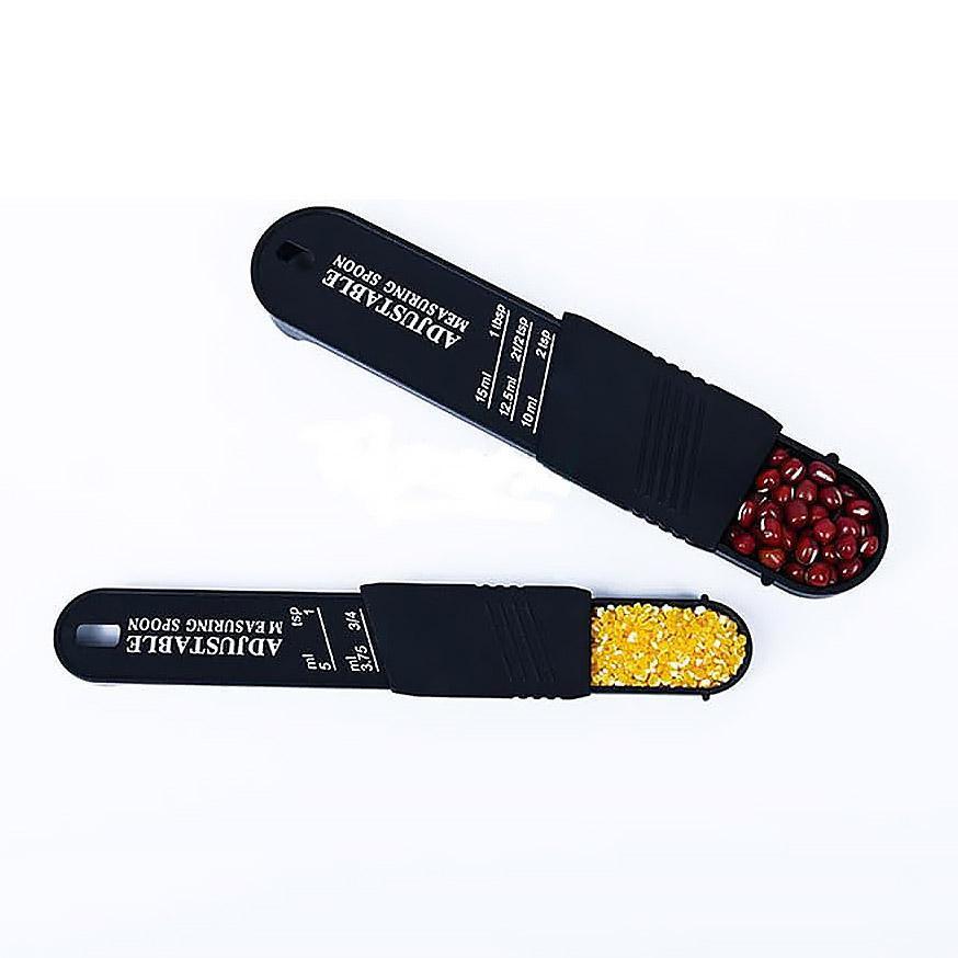 2PCS Adjustable ml Gram Plastic Measuring Spoon Scale Kitchen For Metering Spoon - White
