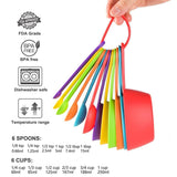 12PCS Plastic Measuring Spoon and Cup Set Baking Tools for Cake Milk Powder - 45-Degree Angle
