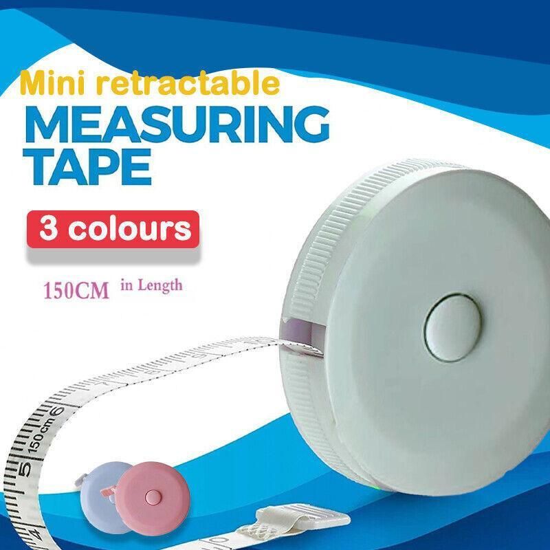 Retractable Tailor Tape Measure 150cm Soft Body Measuring Sewing Ruler - Blue