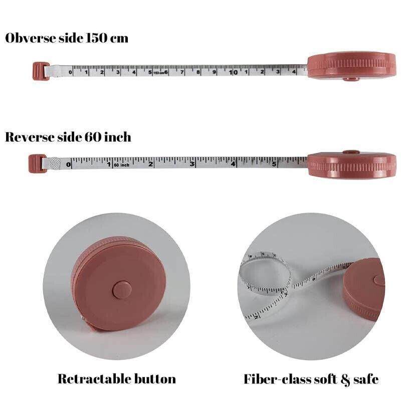 Retractable Tailor Tape Measure 150cm Soft Body Measuring Sewing Ruler - Green