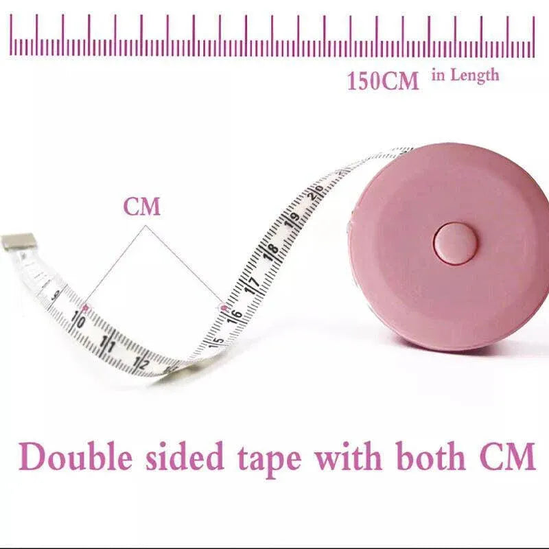 Retractable Tailor Tape Measure 150cm Soft Body Measuring Sewing Ruler - Pink