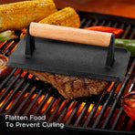 Cast Iron Meat Press Rectangular Grill BBQ Steak Press for Outdoor Cooking