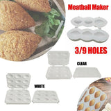 Meatball Maker Manual Meatloaf Mold Kibbeh Maker Press Minced Processor Tool - 9 Holes Clear