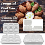 Meatball Maker Manual Meatloaf Mold Kibbeh Maker Press Minced Processor Tool - 9 Holes White - Front View