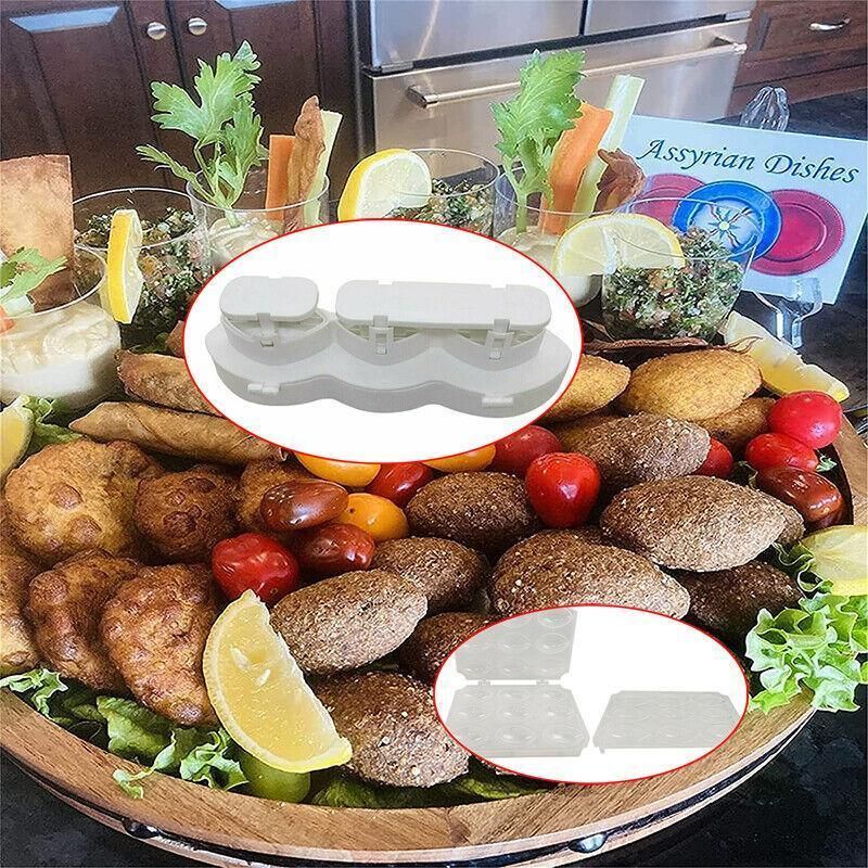 Meatball Maker Manual Meatloaf Mold Kibbeh Maker Press Minced Processor Tool - 9 Holes White