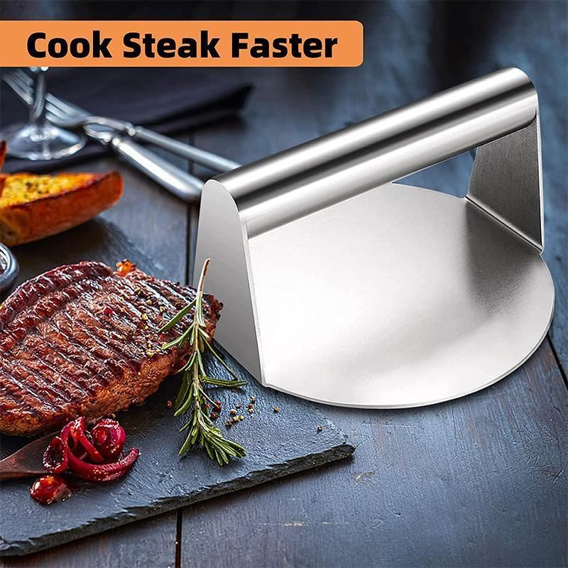 Stainless Steel Burger Press 14cm Meat Smasher for BBQ Griddle Kitchen Use
