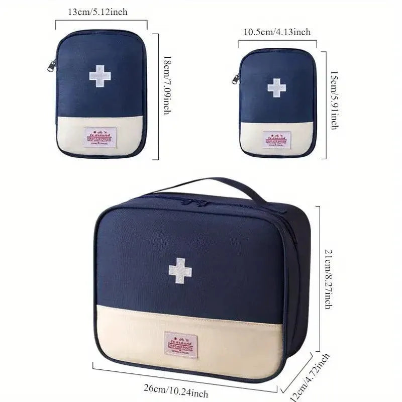 Set of 3 Portable Travel Medical Bags Organiser for Home Emergency Storage Use - Red