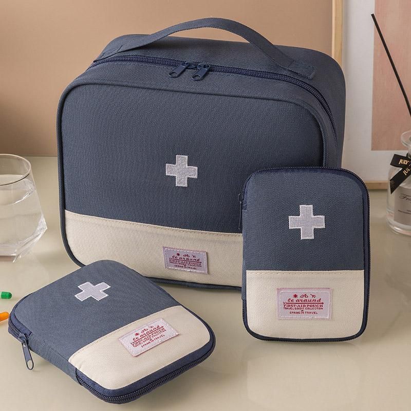 Set of 3 Portable Travel Medical Bags Organiser for Home Emergency Storage Use - Red